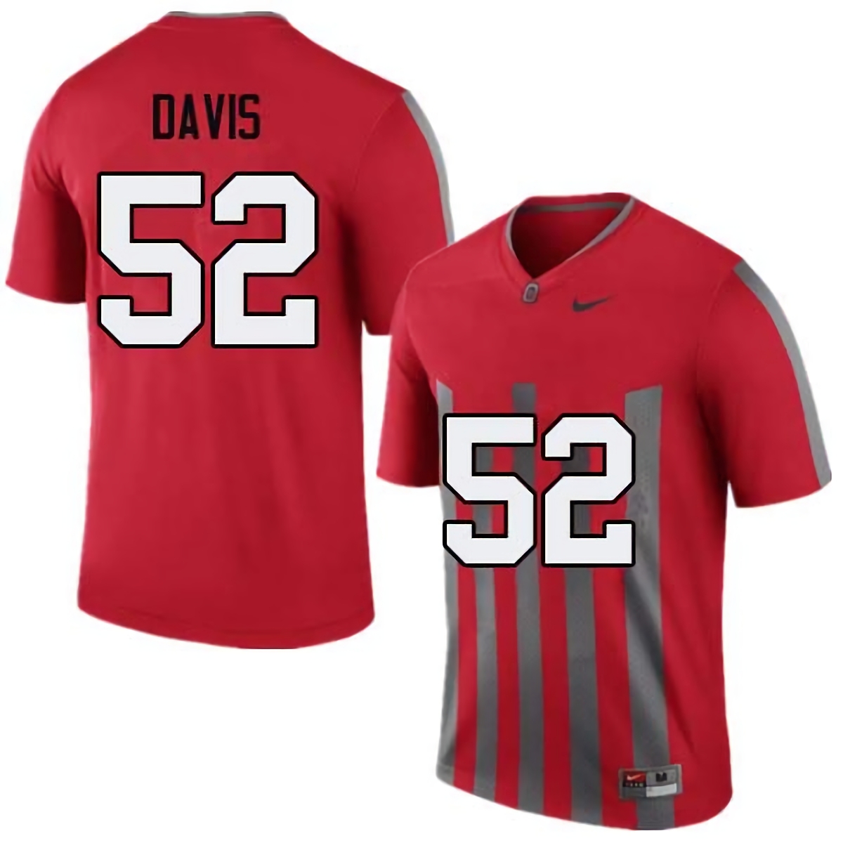 Wyatt Davis Ohio State Buckeyes Men's NCAA #52 Nike Throwback Red College Stitched Football Jersey PZY2356NH